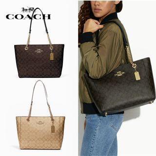 Coach CC414 Revel Bag in Tan Signature Coated Canvas and Rust Glovetanned  Leather - Women's Bag with Detachable Strap