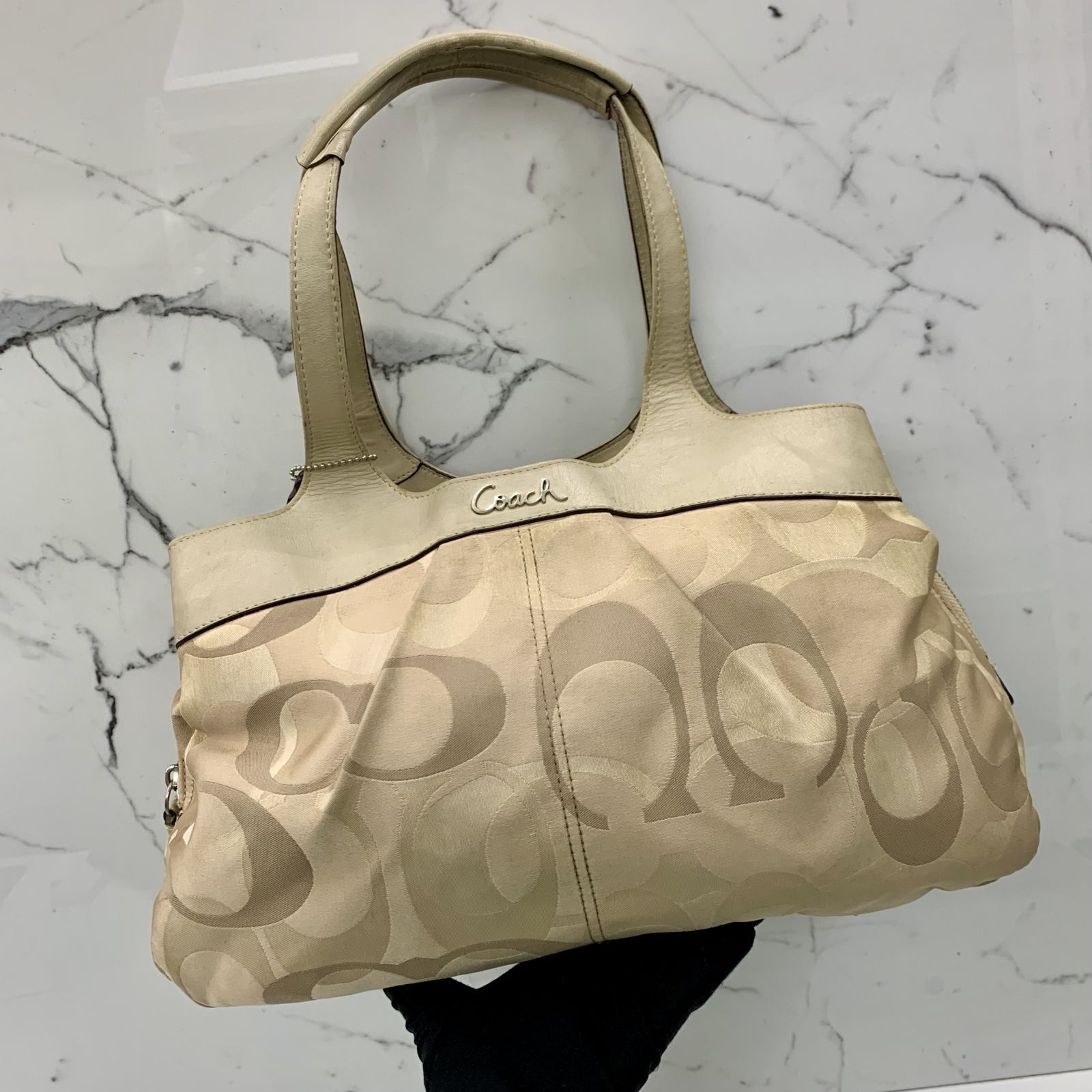 COACH F18826 BEIGE HOBO SATIN SHOULDER BAG 237035540 WE, Luxury 