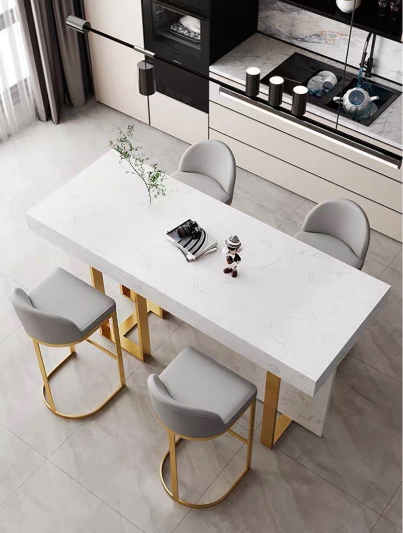 COFORD Modern Sintered Stone Bar Table, Furniture & Home Living ...