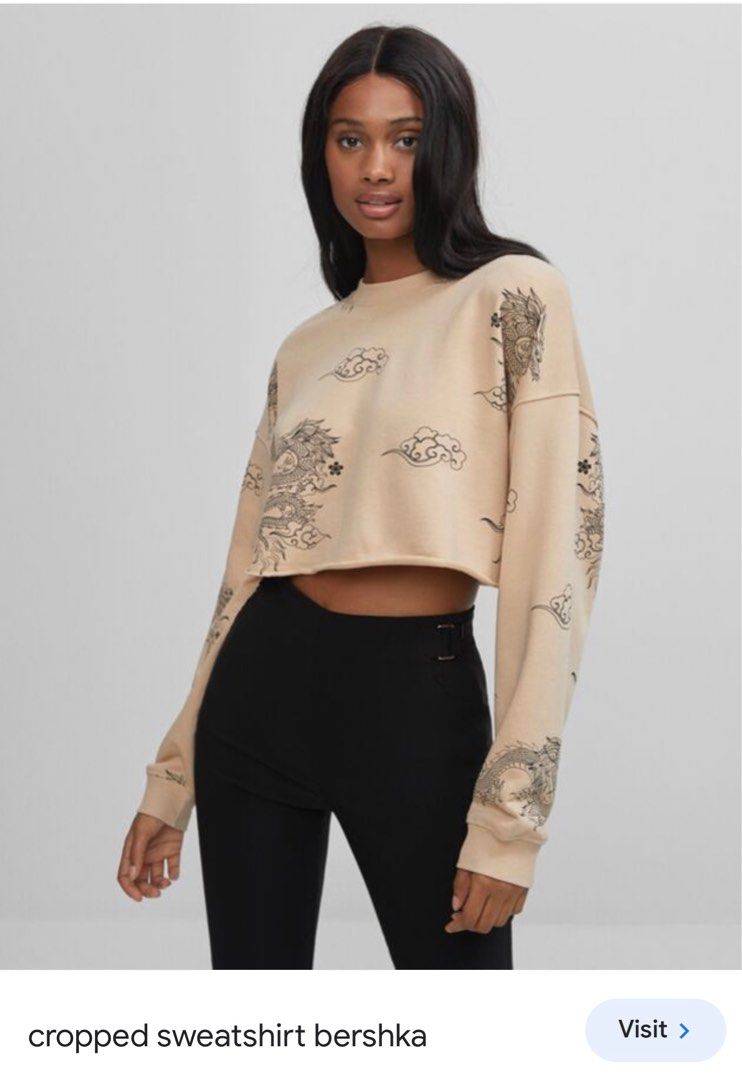 Cropped Sweatshirt Bershka Women s Fashion Coats Jackets and Outerwear on Carousell