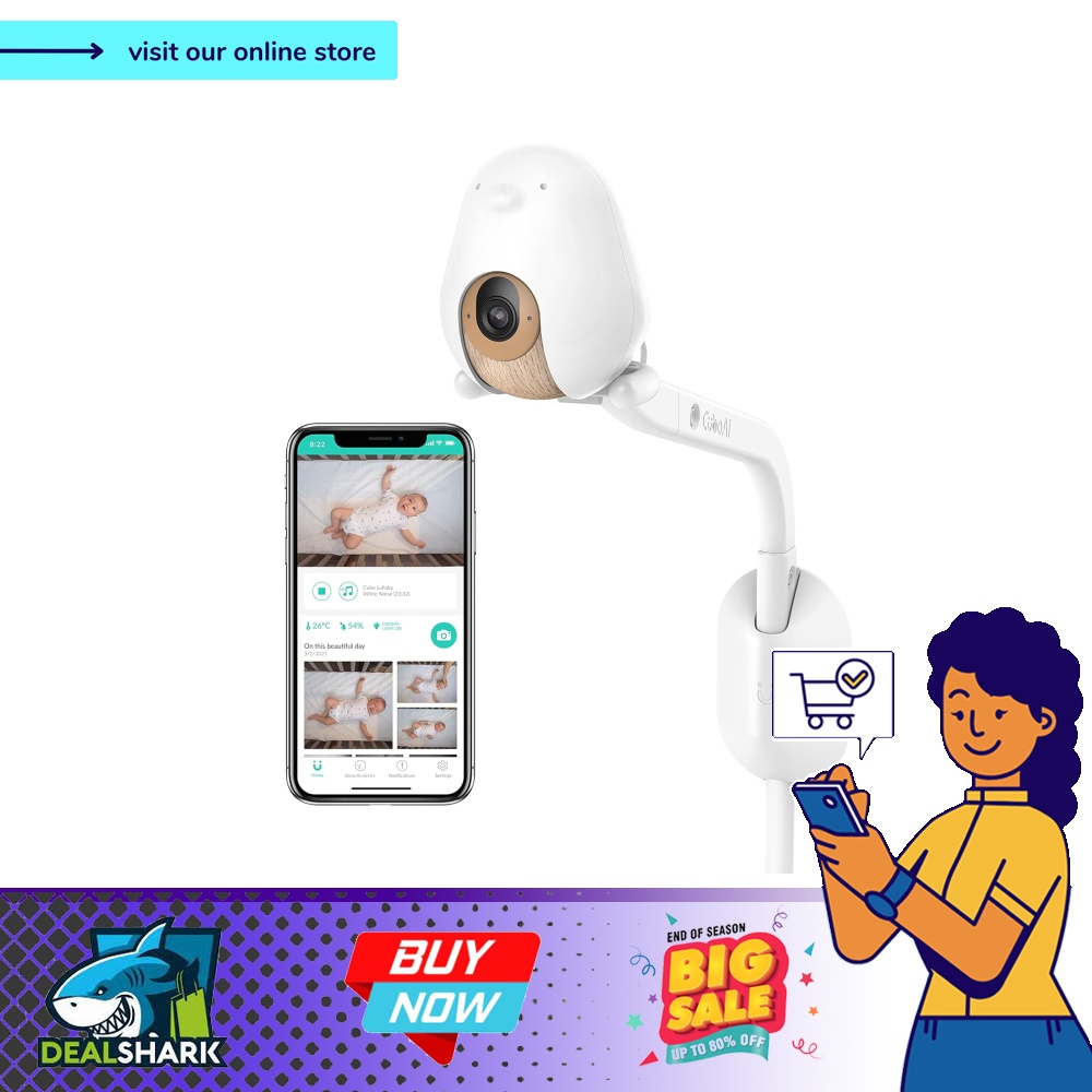 Cubo Ai Plus Smart Baby Monitor with Wall Mount Sleep Safety Alerts