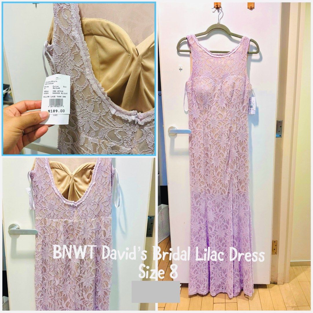 David Bridal Lilac Lace Dress