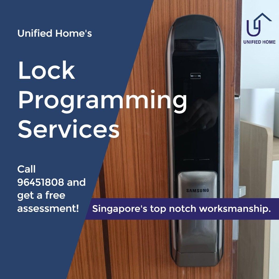 Digital Lock programming (Category: Locksmith Services) located in Singapore. Submitted by unified_home (Listing ID 1253963204, Image 1). Description: 🏡Unified Home🏡 🔐Digital lock programming service 🔖Price varies for different lock brand and type 🔖Only 1 trip service, second trip service would cost extra 📱PM now for fast and reasonable price programming today! 📷 IG : @unified_home Tags: Digital lock installation services HDB BTO Resale fl