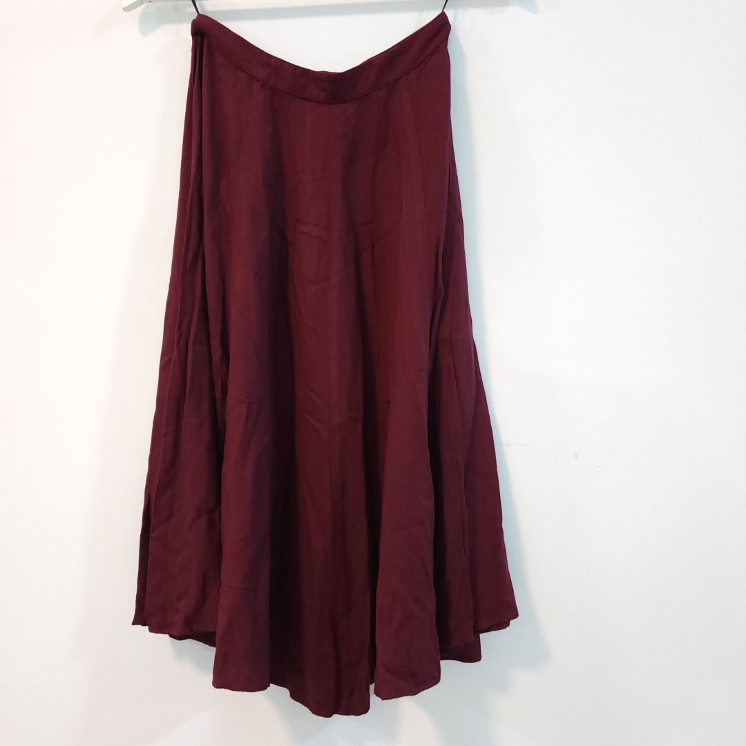 Dorothy Perkins flared midi skirt in dark red Size XS EU 34 UK 6