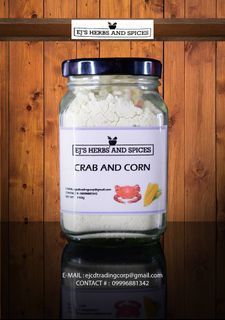 EJs Herbs and Spices CRAB AND CORN Perfect for soup, creamy and flavorful. Also available in kilo pouches, retail or wholesale