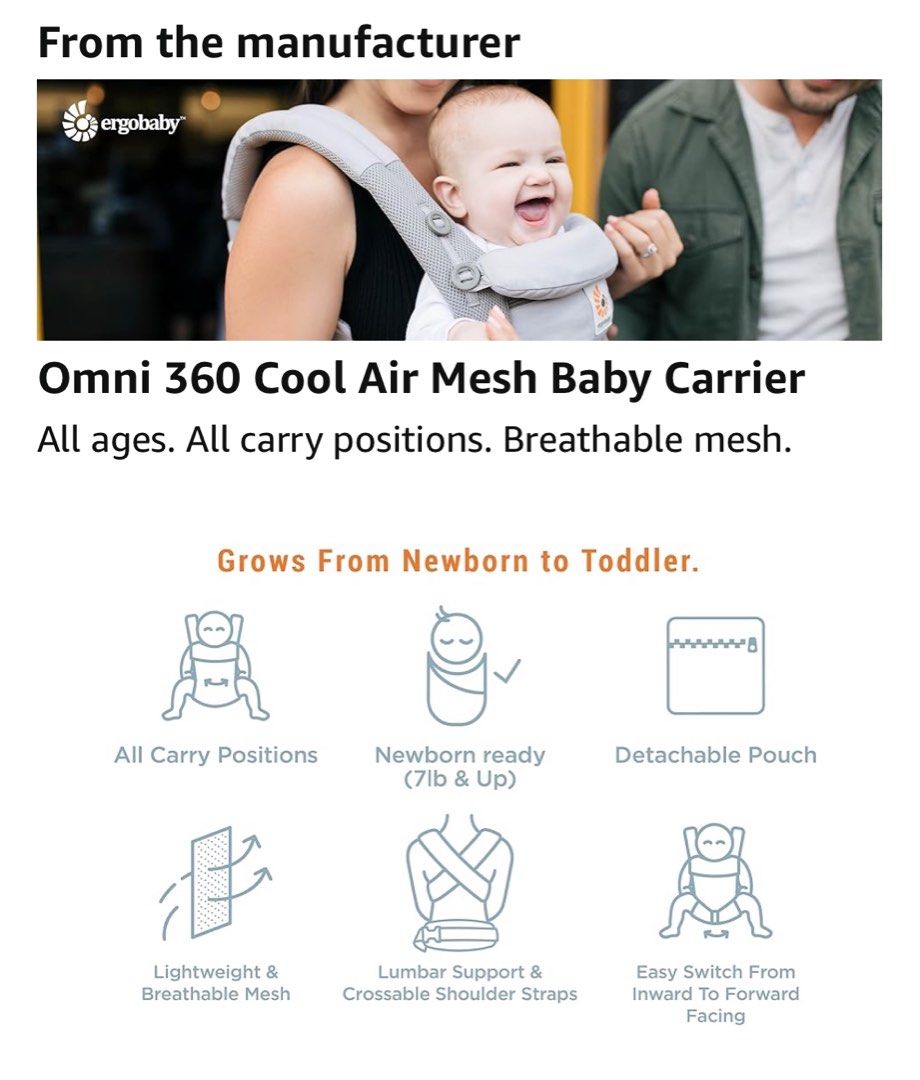  Ergobaby All Carry Positions Breathable Mesh Baby
