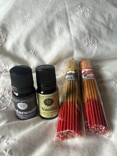 Essential Oils (Vanilla, Cedarwood) & Incense