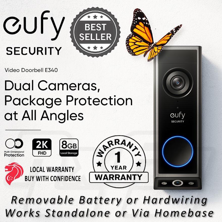 eufy Video Doorbell E340, Dual Cameras Battery Wifi Wireless Delivery