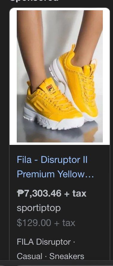 Fila disruptor premium yellow hot sale