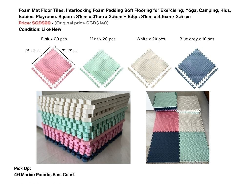 70 Pieces of Foam Mat Floor Tiles, Interlocking Foam Padding Soft