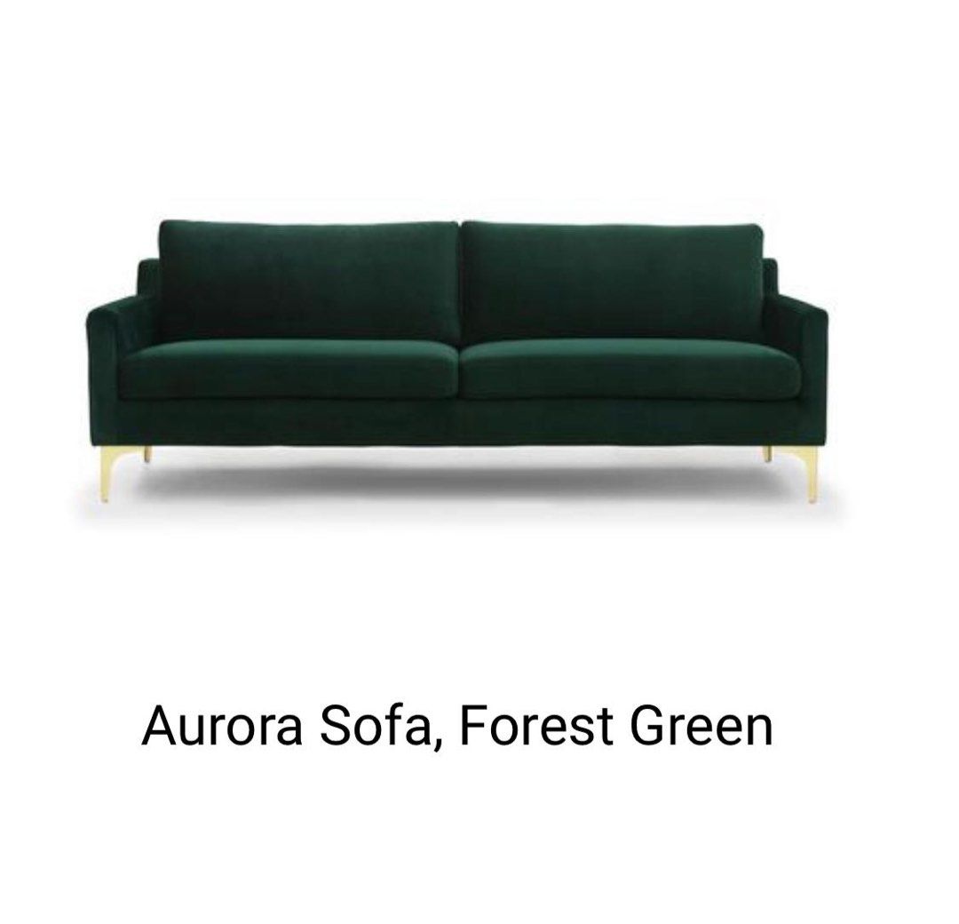 Forest Green Velvet Sofa W Ottoman