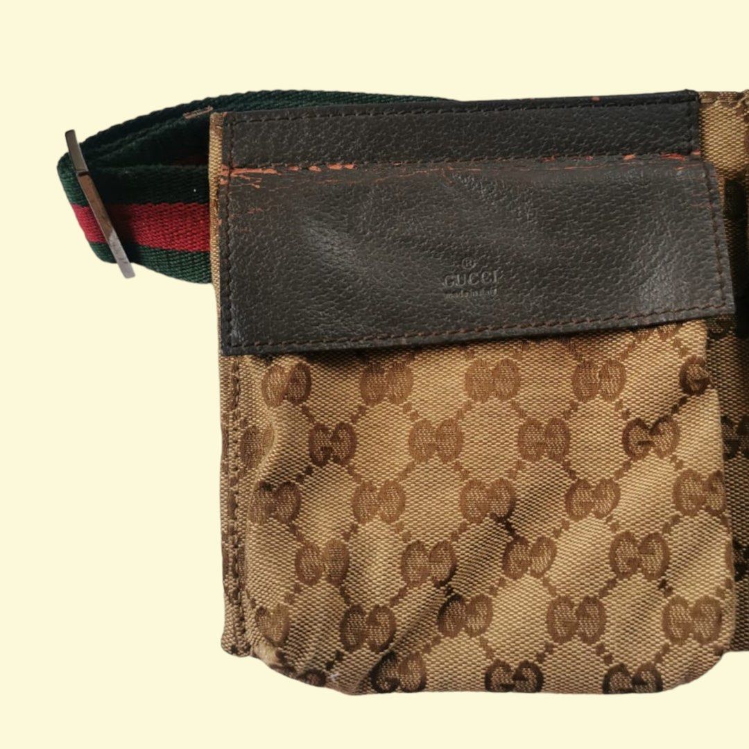 Gucci Brown Sherry Web Monogram GG Belt Bag Fanny Pack Waist Pouch 3g830s  at 1stDibs