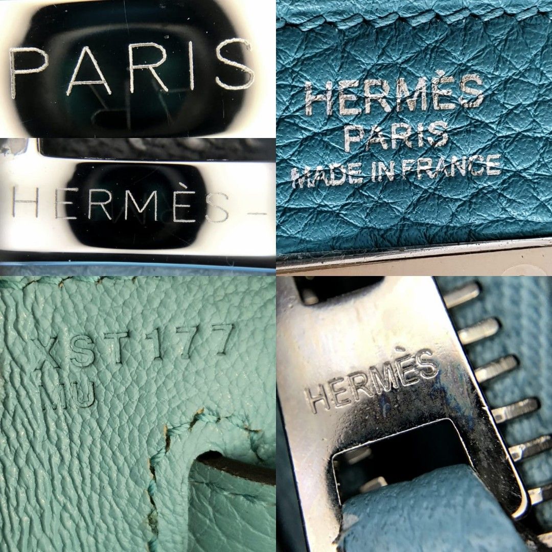 Hermes 32cm Blue Jean Epsom Leather Palladium Plated Kelly Sellier
