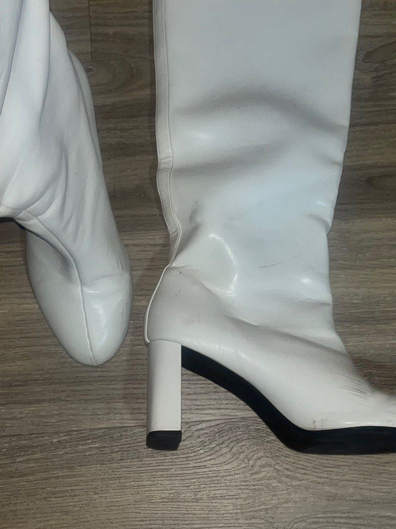 White knee high boots zara best sale