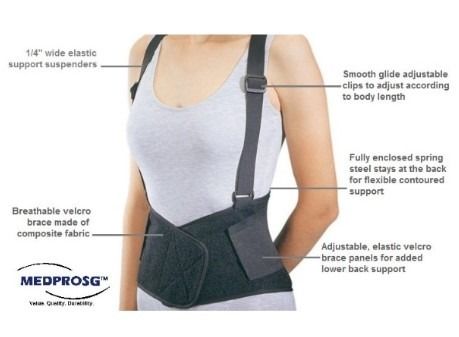 VTG Adjustable Lower Back Lumbar Support Belt Brace (Unisex) for