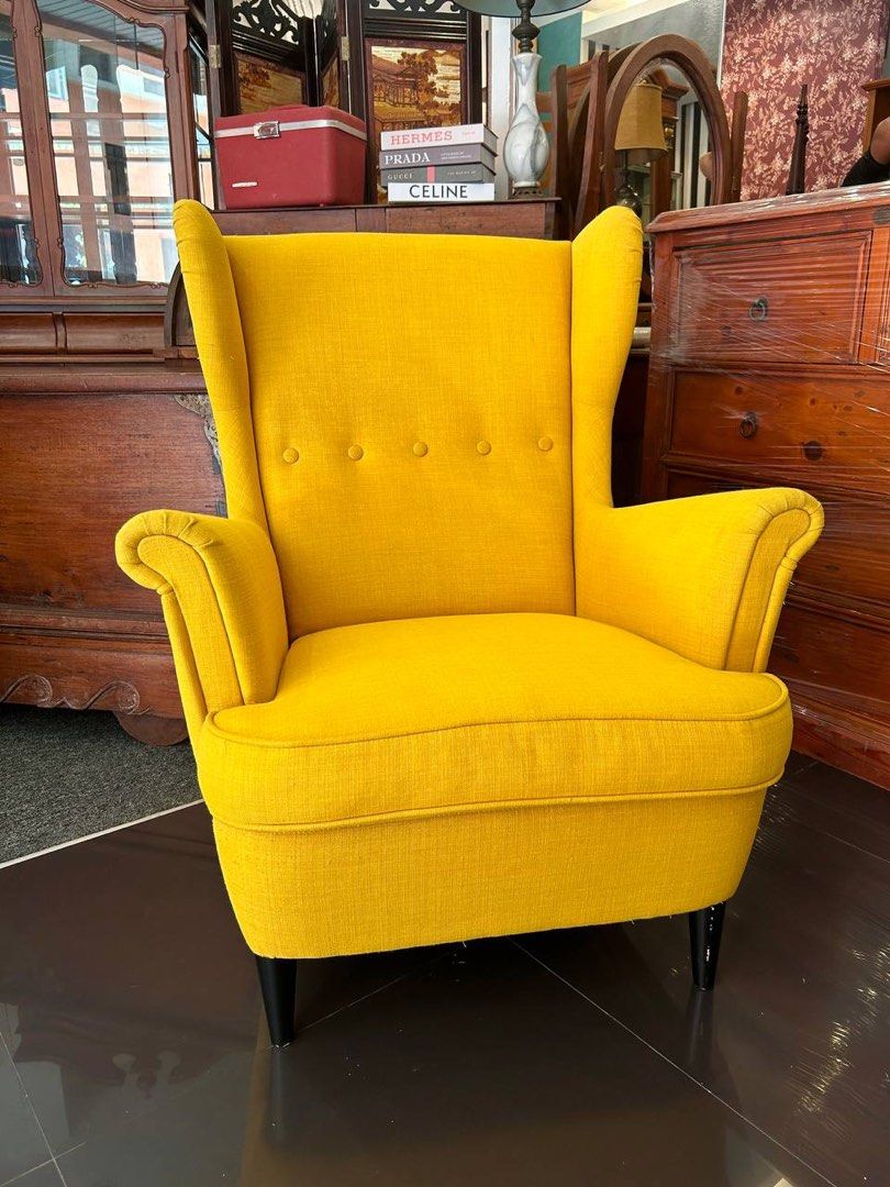 Ikea strandmon wing chair yellow deals