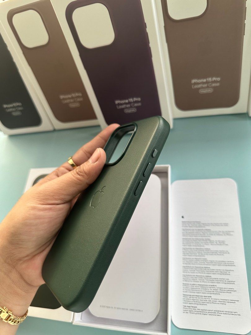iPhone 15 Pro Magsafe Leather Case With Animation (Evergreen) (Category: Cases & Sleeves) located in Quezon City. Submitted by danii_03 (Listing ID 1263655985, Image 3). Description: Available colors: Taupe Black Mulberry Evergreen Pacific Blue.