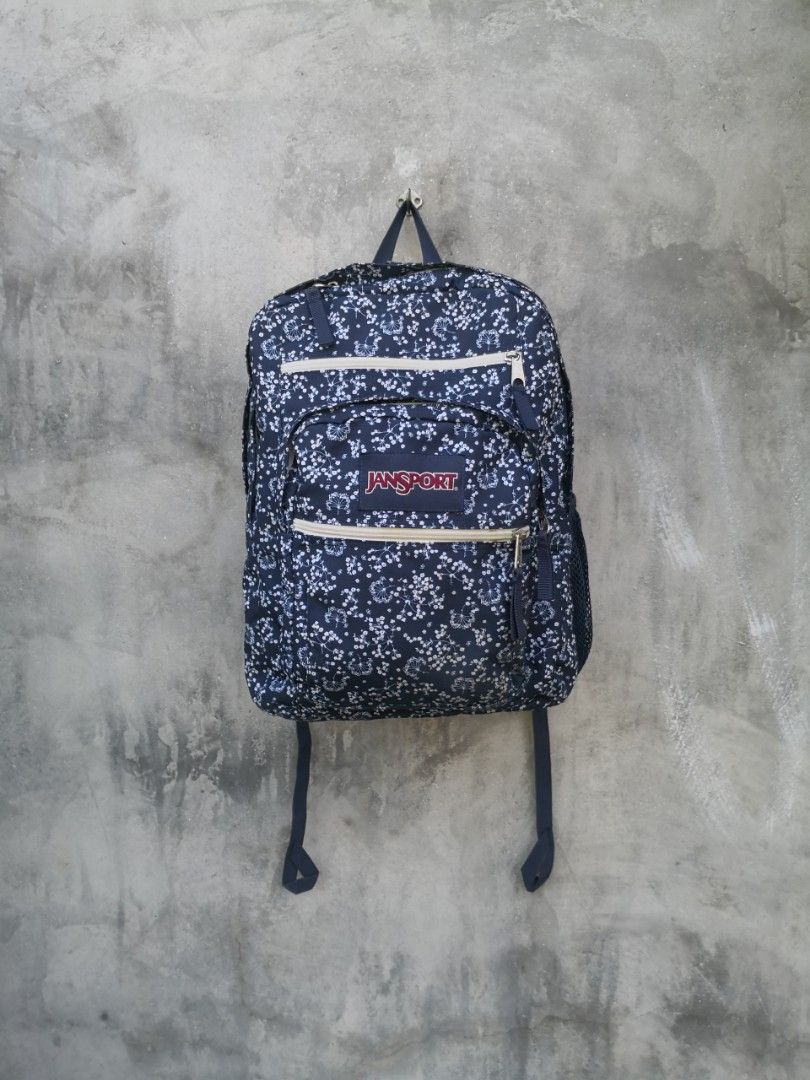 JanSport Big Student Backpack Navy Field Floral Oversized