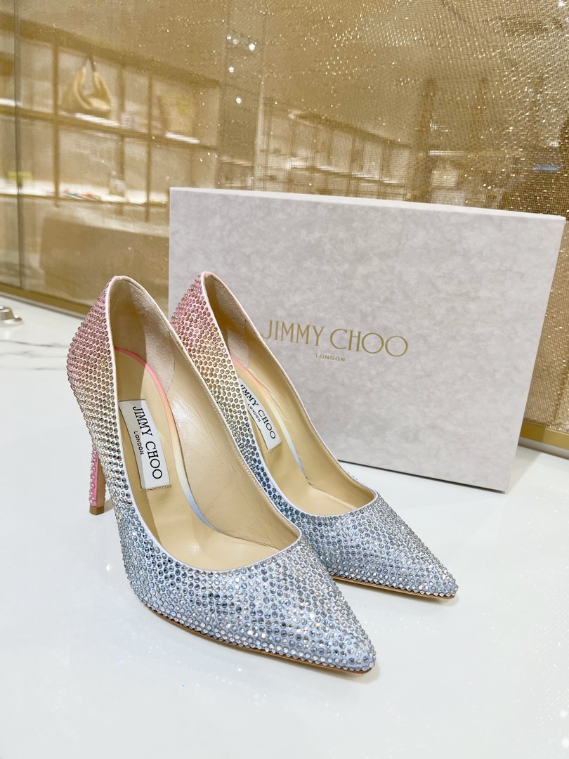 全新Jimmy Choo Romy 漸變水晶高跟鞋38碼, 名牌, 鞋及波鞋- Carousell