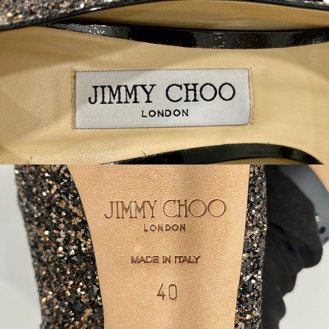 JIMMY CHOO JEANETTE BRONZE MIX GLITTER SIZE 40 HEELS 237037208
