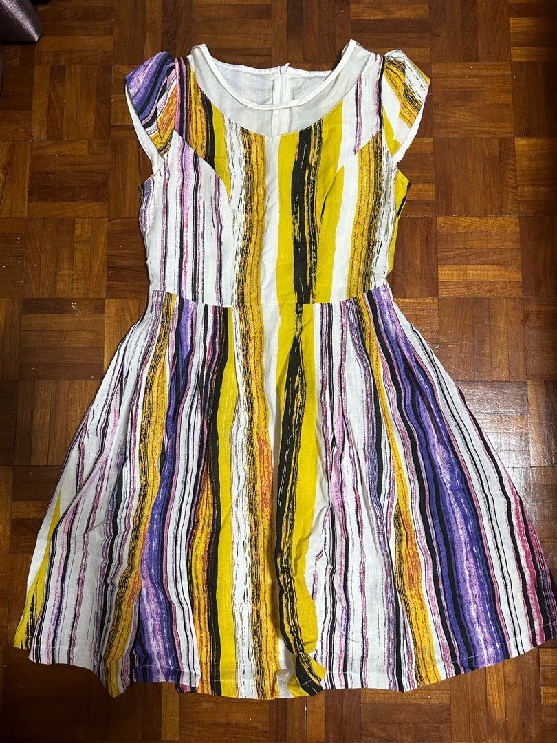 Purple and white striped dress online