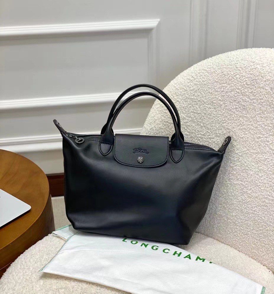 Longchamp Bag small size lambskin leather sling bag black instock