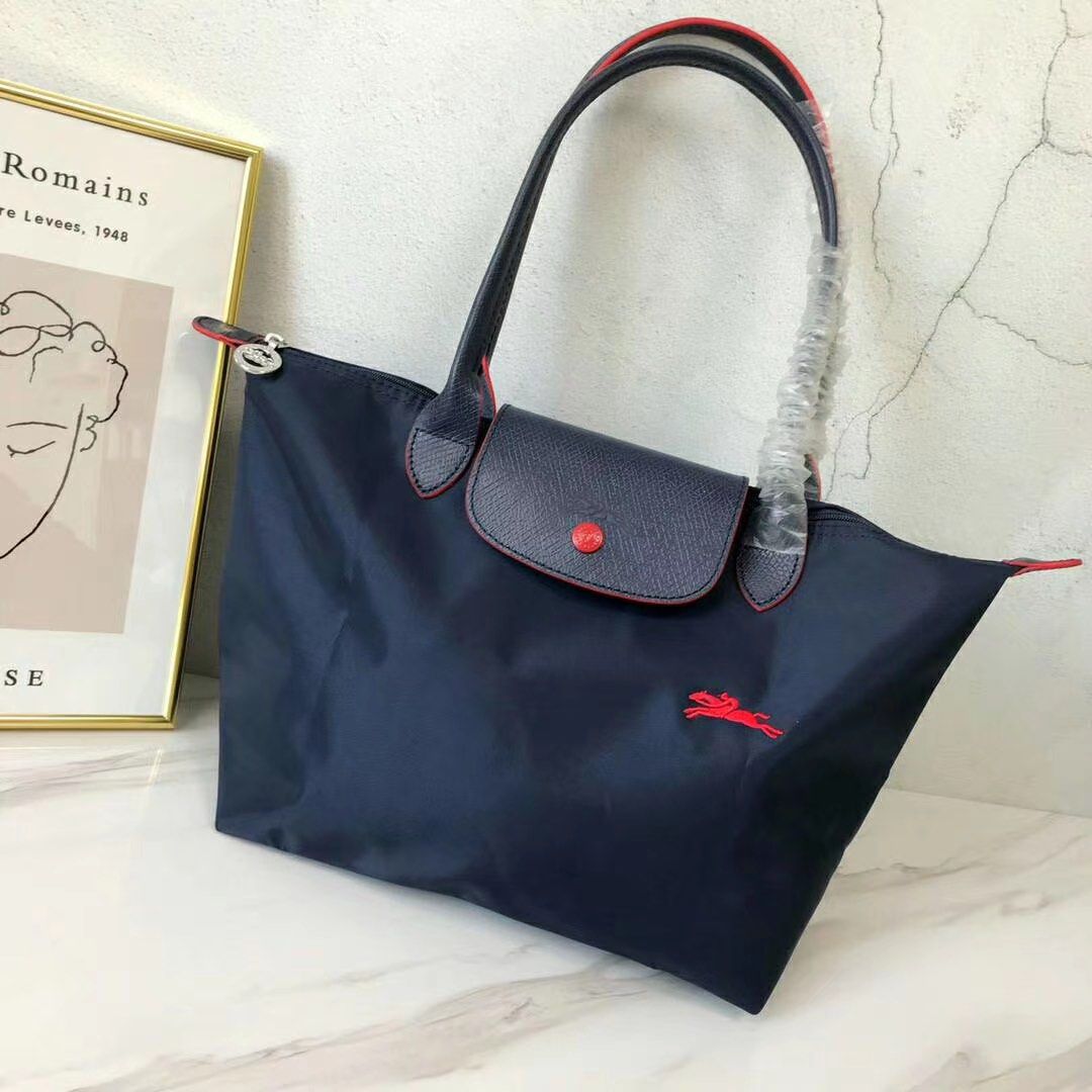 Longchamp Bag small size tote bag 2605 black navy blue Gun metal