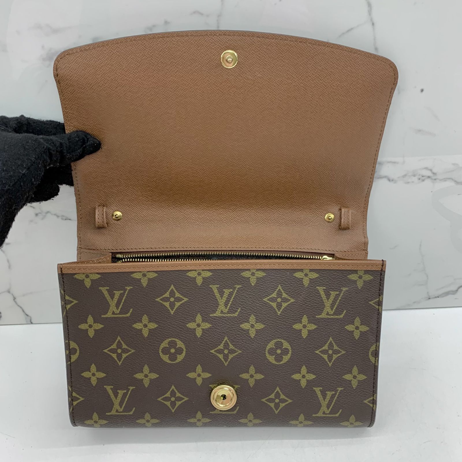 Louis Vuitton Monogram and Bordeaux Leather Olympe Bag rt. $3,500