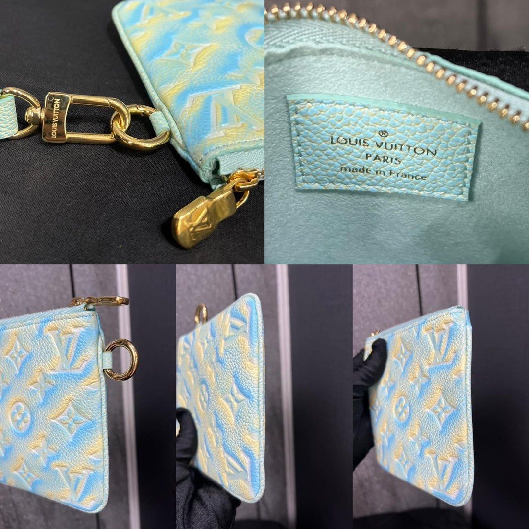 used Pre-owned Louis Vuitton Louis Vuitton Pochette Trio Summer Stardust Collection Mini Pouch Set of 3 Monogram Implant Leather Light Pink/Blue