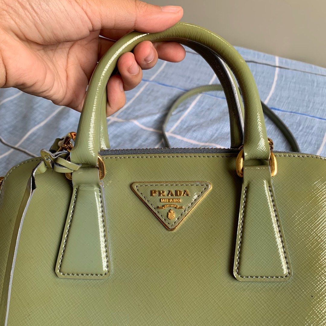 Authentic Prada Saffiano Vernice Promenade Bag ( Anice - Mint Green Color -  Small Size), Luxury, Bags & Wallets on Carousell