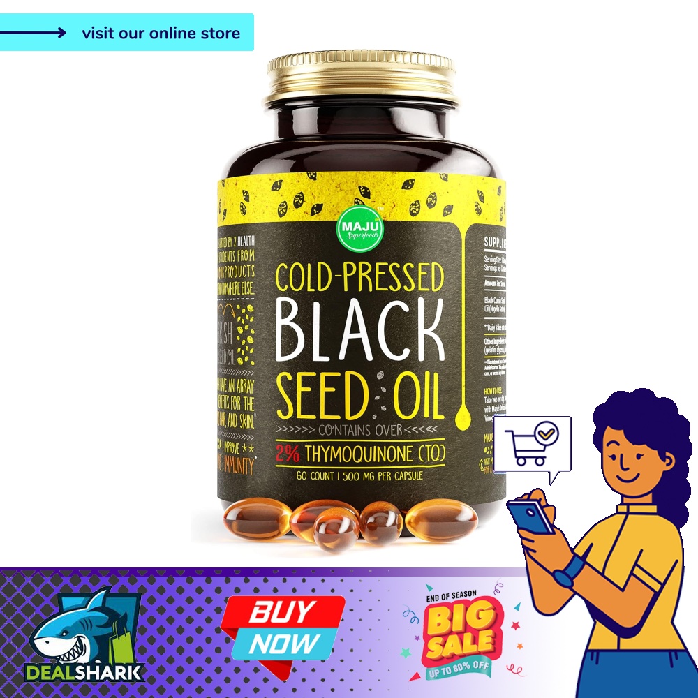 MAJU's Black Seed Oil Capsules Cold Pressed, 2 Thymoquinone, 100