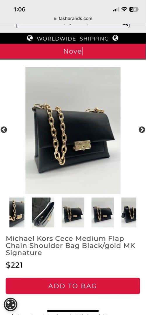 Michael Kors Cece Medium Flap Chain Shoulder Bag Black/gold MK Signature,  Luxury, Bags & Wallets on Carousell