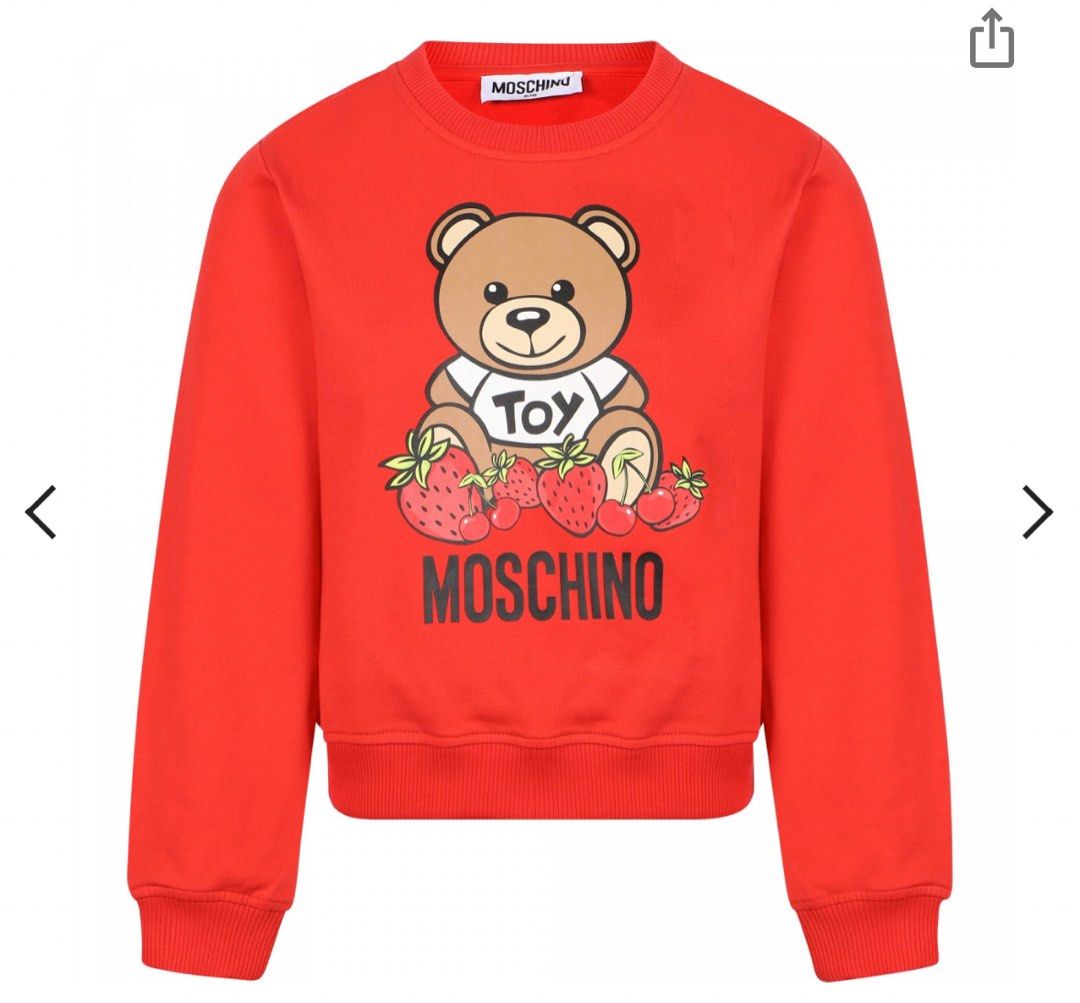 Moschino Teddy Logo Sweatshirt in Red, Babies u0026 Kids, Babies u0026 Kids Fashion  on Carousell