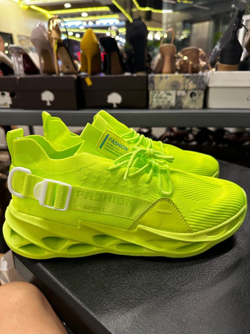 Neon Green Shoes Men s Fashion Footwear Sneakers on Carousell