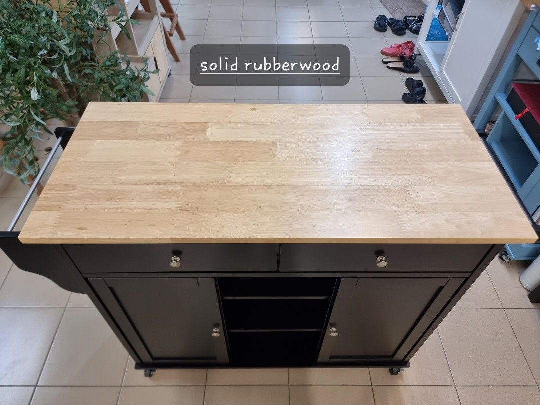 [New, Offer] Black Kitchen Cart, Kitchen Trolley 42kg Solid