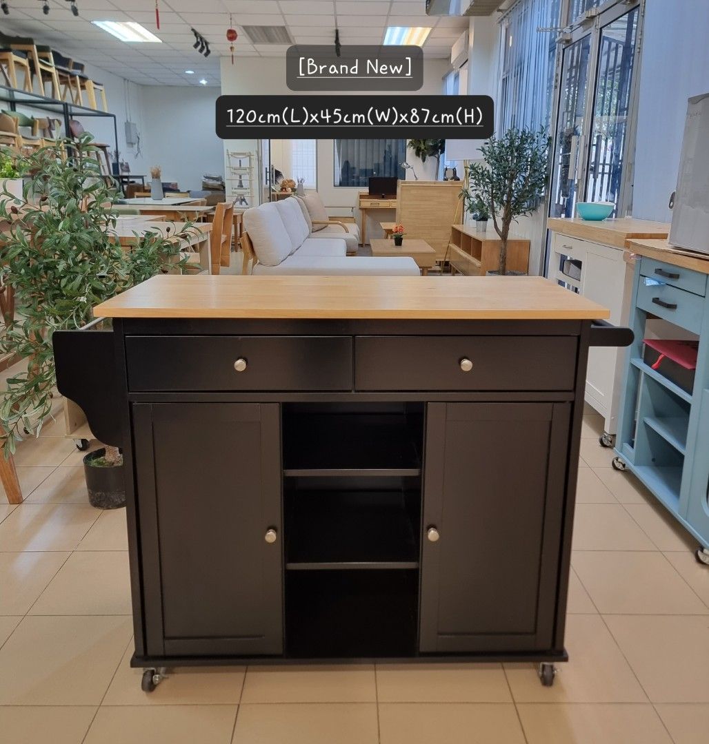 [New, Offer] Black Kitchen Cart, Kitchen Trolley 42kg Solid