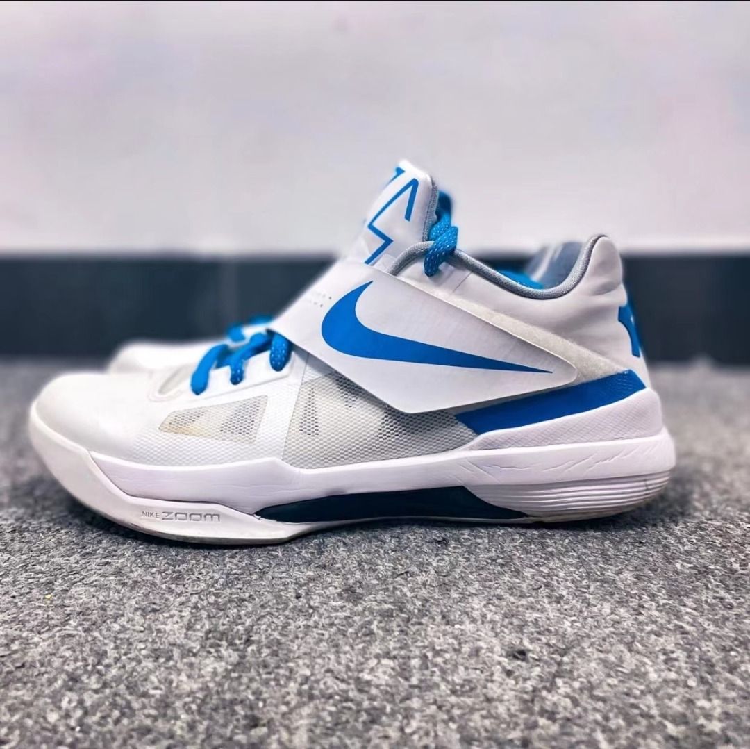 Nike KD 4 Think 16(Thunderstruck)杜蘭特低幫實戰籃球鞋男款白藍, 男