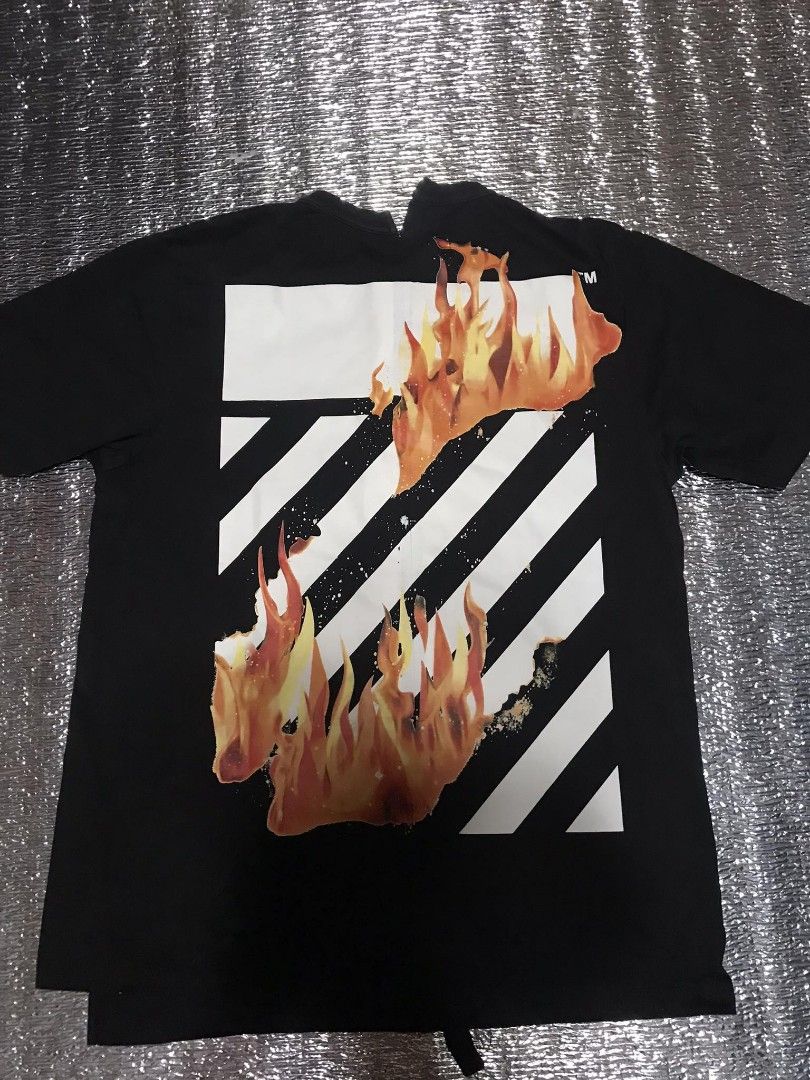 Off white top t shirt fire