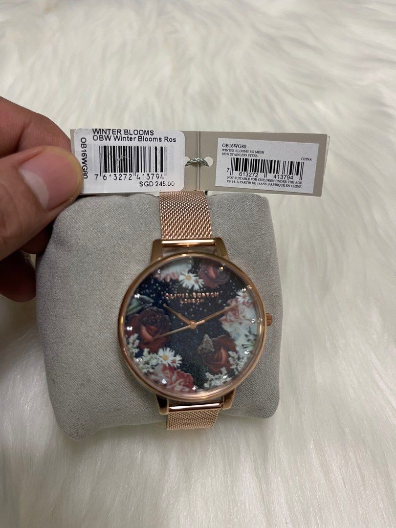Olivia Burton OB16WG80 Winter Blooms Black Floral Stone