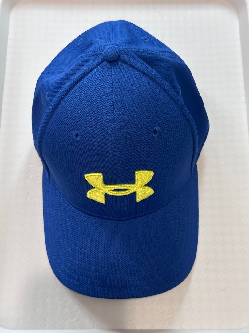 Original UnderAmour Runner Cap RN 96510 Blue w Yellow Logo Men s
