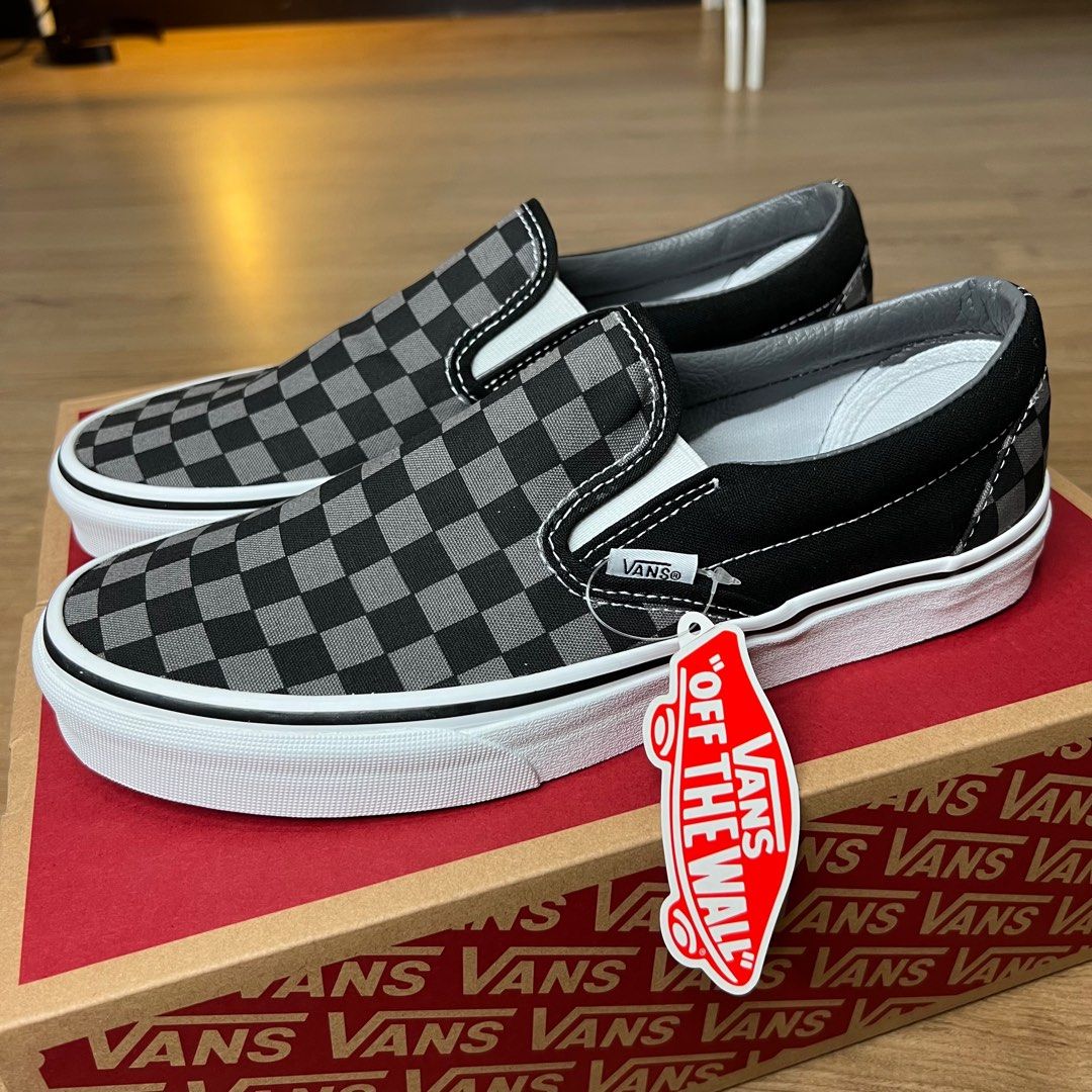 Original Vans Classic Checkerboard Slip On Black Grey