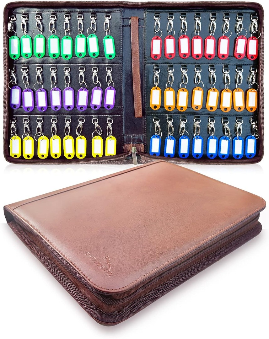 Portable Key Organizer,Zippered Key Organizers Case with 48 Key Hooks ...