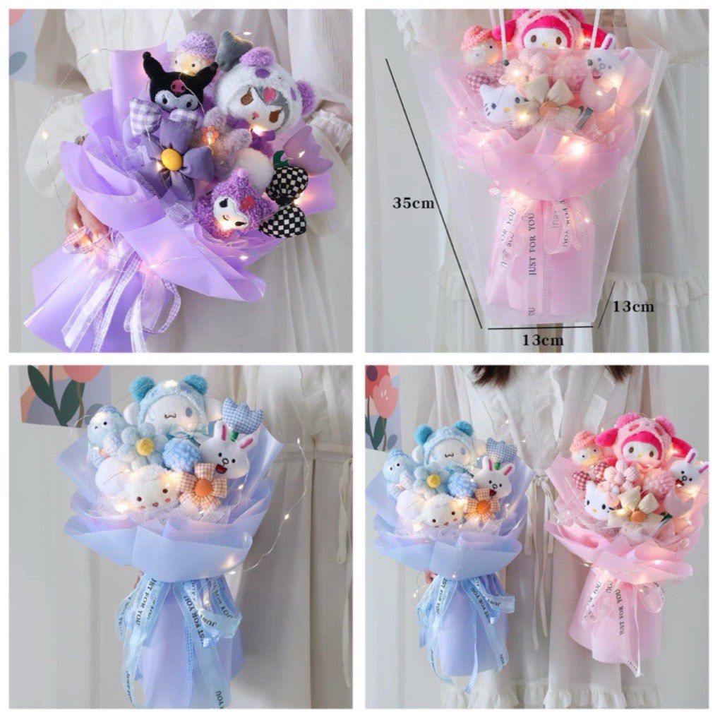 Ready stock Toy Flower Bouquet (kuromi, my Melody , cinnamoroll