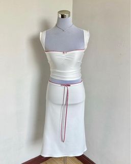 Reworked / Handmade Dainty Coquette Romantic Top & Midi Skirt Coordinates