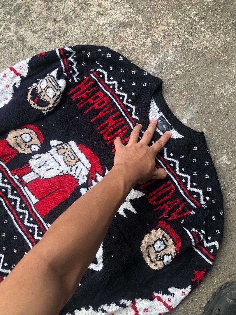 rick and morty knitted sweater Men s Fashion Coats Jackets and