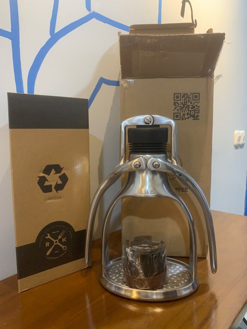 Rok Presso GC manual espresso coffee maker 100 ori silver