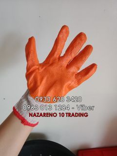 safety Gloves Orange Coated Gloves Sold Per Dozen