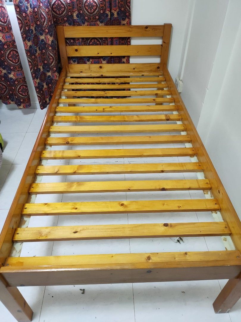 Sea horse wooden single bed frame, Furniture & Home Living, Furniture