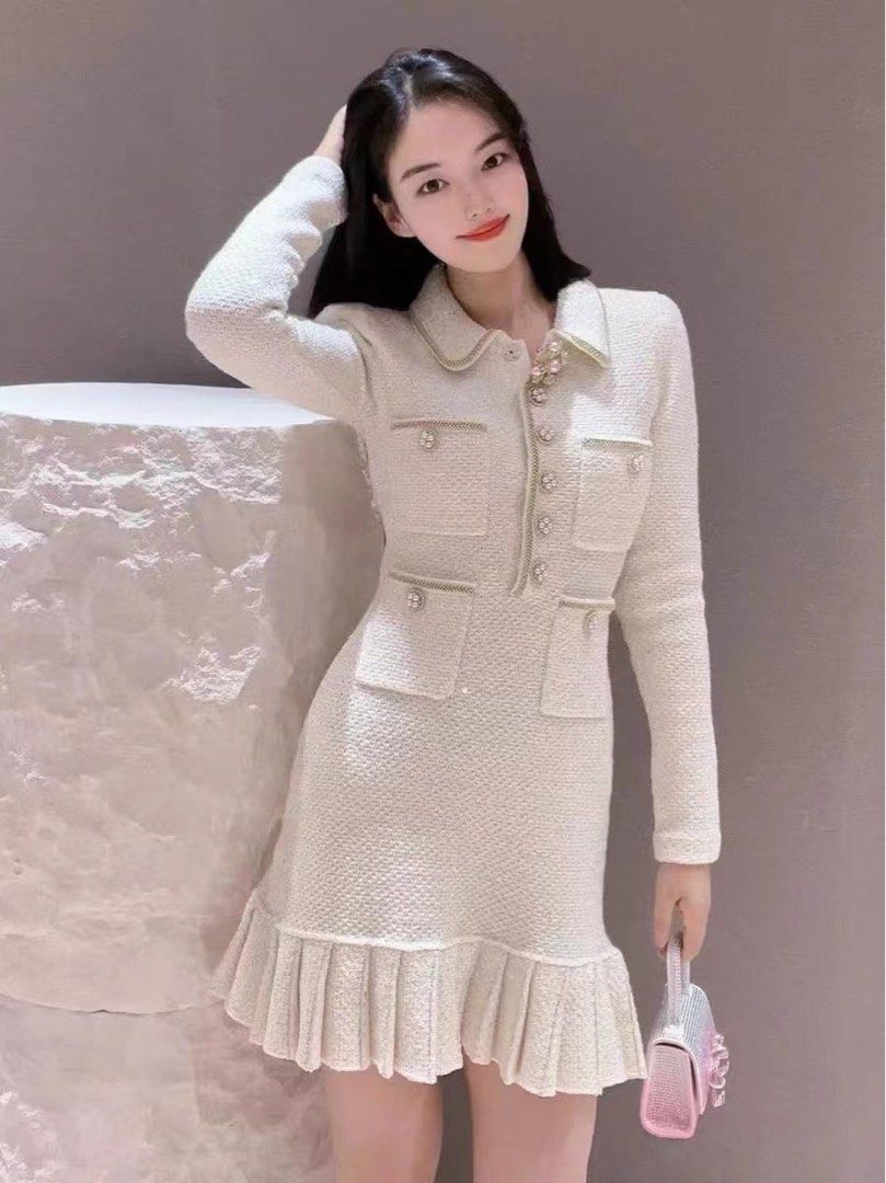 cream sequin knit pearl mini dress Cream Metallic Knit Pearl Accent Mini Dress