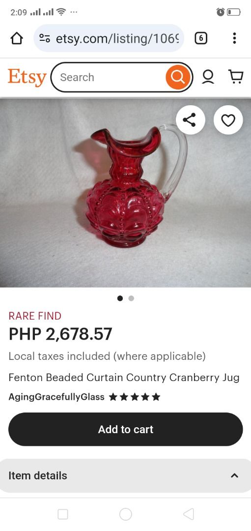 Set: Fenton USA Country Cranberry Collection ( Crimped Vase/ Pitcher ...